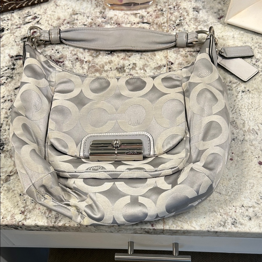 Coach Metallic Silver Shoulder Bag